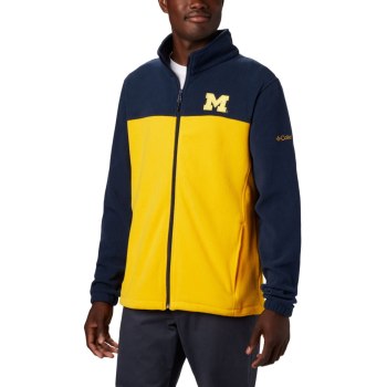 Columbia Collegiate Flanker III Fleece - Michigan, Chamarras Azul Marino Amarillos Para Hombre | 539